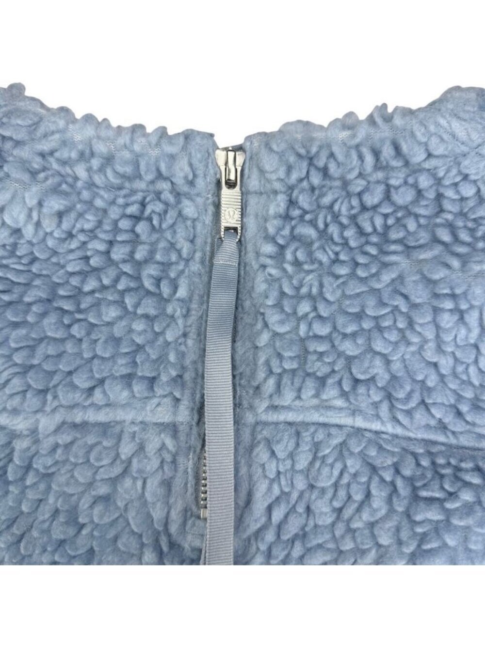 Lululemon Wool Blend Sherpa Fleece Whenever Boxy Crew Pullover Blue Chambray - Picture 6 of 9